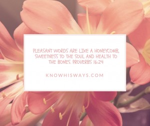 Pleasant words are like a honeycomb, Sweetness to the soul and health to the bones. Proverbs 16-24